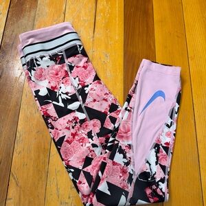 Nike One Big Girl's Training Tights Pink/Royal Pulse Girls w/ Pocket Sz M